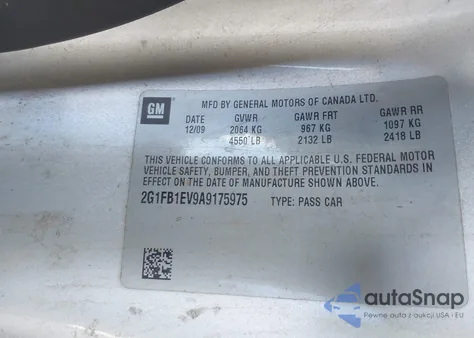 2010 Chevrolet Camaro 1Lt z USA, uszkodzony, nr VIN 2G1FB1EV9A9175975